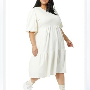 NWT Amazon Essentials Plus Size Women's Organic‎ Cotton Dress in soft white 6X